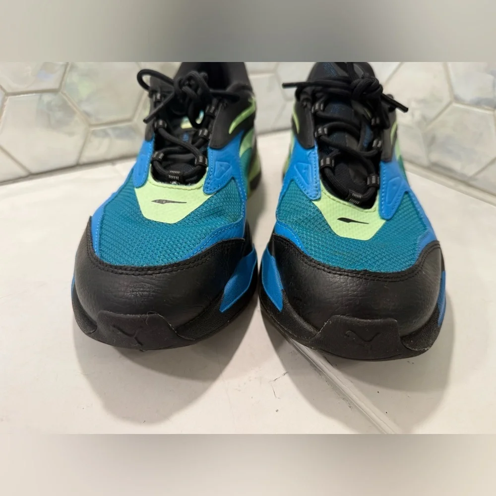 Puma RS-Fast LS Men’s Size 11 Black & Ocean Dive (Blue & Lime Green) EUC